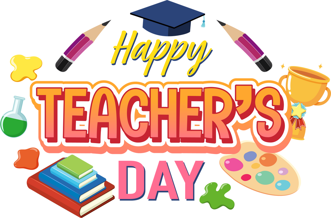 Happy Teacher's Day Poster with School Objects